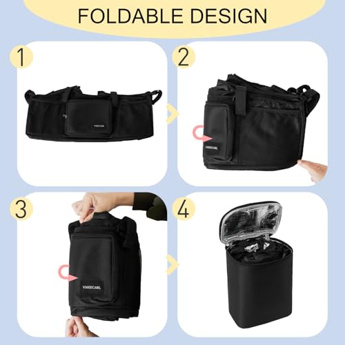VMEECARL Double Stroller Organizer Universal with 2 Insulated Cup Holders & Cooler Bag, Large Storage Parent Console for Bob Duallie, Baby Jogger City Mini GT2