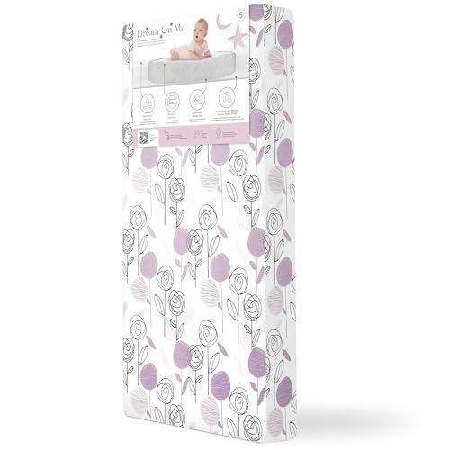 Dream On Me Floral Dreams 2-in-1 Crib Mattress, Dual-Sided for Infants & Toddlers, Waterproof Cover, GREENGUARD Gold Certified, Fits Full Size Crib & Toddler Bed, 52” x 28” x 5”
