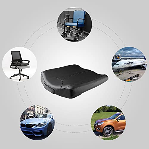 QYILAY Leather Car Memory Foam Heightening Seat Cushion for Short People Driving, Hip(Coccyx/Tailbone) and Lower Back Pain Relief Butt Pillows, Adult Booster Seat for Car,Truck,SUV, Office Chair.