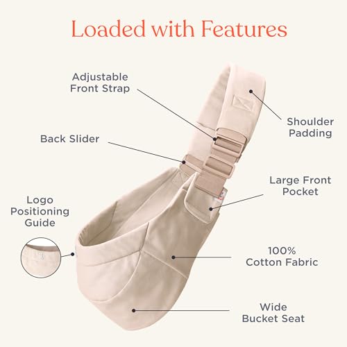 Ergobaby Upsie Sling Baby Carrier for Babies and Toddlers 6-48 Months (17-45 lbs) - 2-Position Ergonomic Baby Carrier with Front Storage Pocket, Hip-Healthy Positioning - Natural Beige