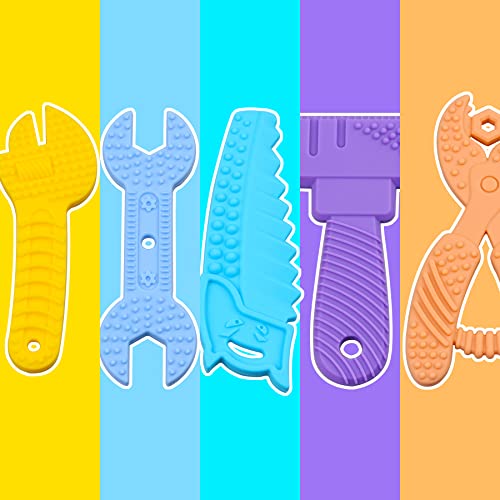 5PCS Baby Teething Toys, Silicone Sensory Chew Teether for Newborn Infant 0-6 9 12 18 Month ，Kids Travel Toys, BPA Free