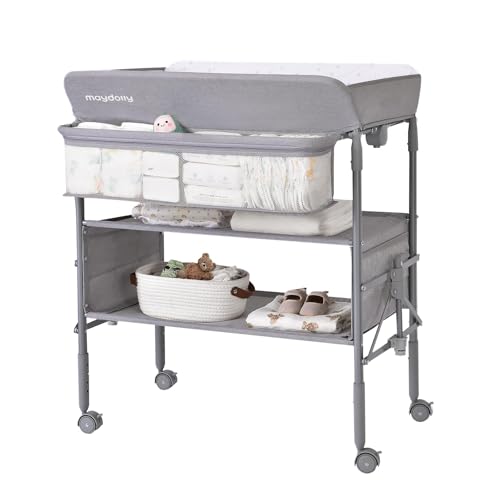 Maydolly Baby Changing Table, Maydolly Portable Foldable Changing Table, Waterproof Diaper Changing Station, Adjustable Height Changing Station, Mobile Nursery for Newborn and Infant