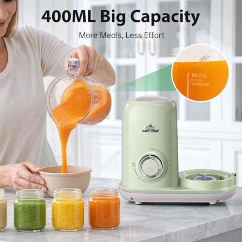 AMZBABYCHEF Baby Food Maker, 4 in 1 Baby Food Processor and Steamer, Puree Blender, Multifunctional Baby Puree Maker, Dishwasher Safe (Green)