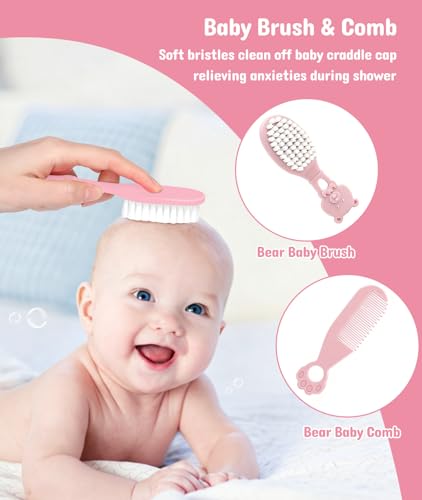 Baby Healthcare and Grooming Kit, Safety Newborn Nursery Baby Care Kit, with Hair Brush Comb, Nail Clipper, Thermometer, Pacifier Clip, Baby Registry Search, Baby Girl Boy Newborn Essentials
