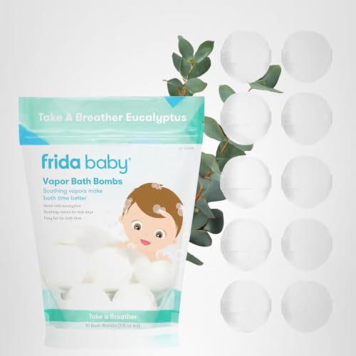 Frida Baby Natural Vapor Bath Bombs for Toddlers & Kids, Eucalyptus Essential Oil Bath Bombs for Aromatherapy, 3 Count