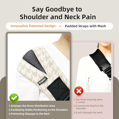 Lujifo Baby Sling Carrier for Toddler, Houndstooth Baby Carrier Sling, Premium Cotton Linen Adjustable in Both Front and Back Shoulder Strap, Portable and Lightweight Toddler Carrier