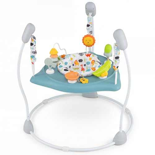 HONEY JOY Baby Bouncer Activity Center, Infant Jumper and Table w/ 360° Rotary Seat, 3 Adjustable Heights, Music, Sounds & Developmental Toys, Activity Center for Babies(Light Blue)