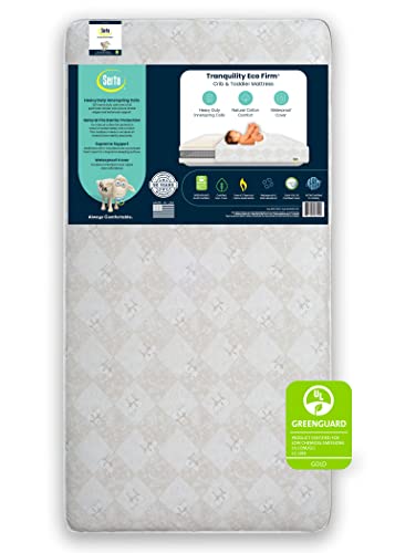 Serta Tranquility Eco Firm 2-Stage Baby Crib and Toddler Mattress - Waterproof Standard Baby Crib & Toddler Mattress - GREENGUARD Gold Certified- 52" L X 27.5" W (50 Year Warranty)