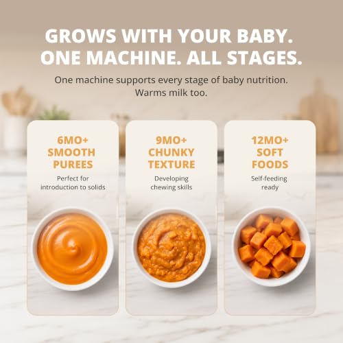 BEAR 2024 Baby Food Maker | One Step Baby Food Processor Steamer Puree Blender | Auto Cooking & Grinding |Infant Puree Maker with Self-Cleaning Function | Touch Screen Control, White