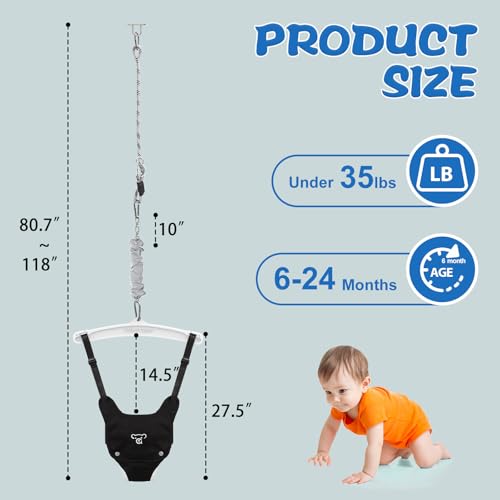 G TALECO GEAR Baby Jumper with a Ceiling Hook for Infant & Toddlers with Adjustable Chain, Bouncers for Indoor/Outdoor, Baby Doorway Jumper with Soft Rug