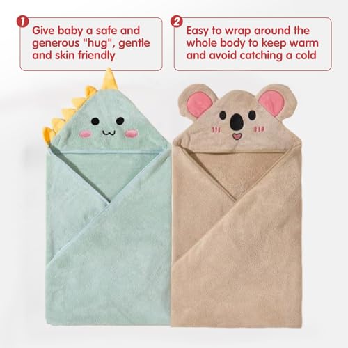 TMIELYBS Hooded Baby Towels, 4 Packs Premium Soft Baby Bath Towels with Hood for Babies, Toddler, Infant - Ultra Absorbent, Baby Stuff Shower as Best Gifts for Boys and Girls (4Pack)