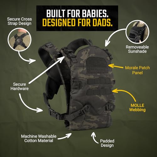 Tactical Baby Gear Tactical Baby Carrier for Dads – Ergonomic, Hip Healthy & Comfortable for Infants and Toddlers (8–33 lbs) (Black Camo)