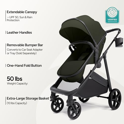 Mompush Wiz 2 in 1 Baby Stroller with Infant Pramette Mode, One Hand Fold Convertible Newborn to Toddler Stroller with Reversible Seat and Large UPF 50+ Canopy