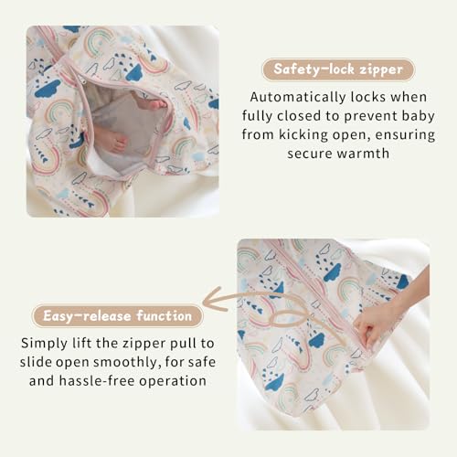 Wrrernsin Baby Sleep Sack 0-6 Months,100% Cotton TOG 0.5 Wearable Blanket for Newborn and Infant, 3 Pack 2-Way Zipper Lightweight Sleeping Bags for Toddler