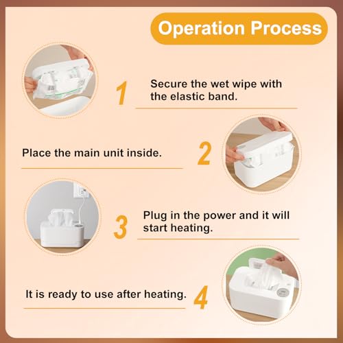 Wipe Warmer, Baby Wipes Dispenser, Large Capacity Baby Wipe Warmer, Wet Wipes Dispenser for Diapers, Wet Wipe Warmer with Night Light for Home, Car & Travel, 3 Temperature Settings