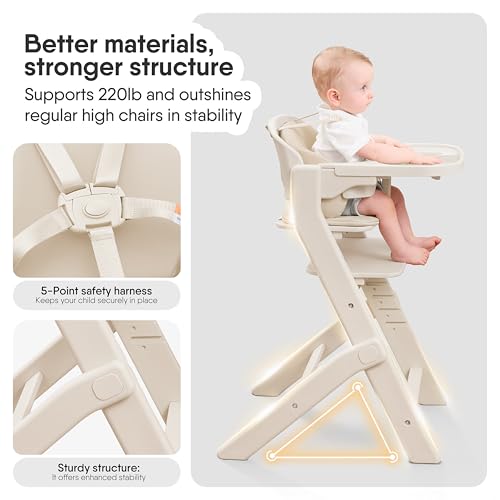 Obee Odee Full-Body Washable Baby High Chair with Soft Cushion, Adjustable for 6 Months to 220 Lb - Multifunctional and Convertible High Chairs for Babies and Toddlers -Portable and Easy Operation