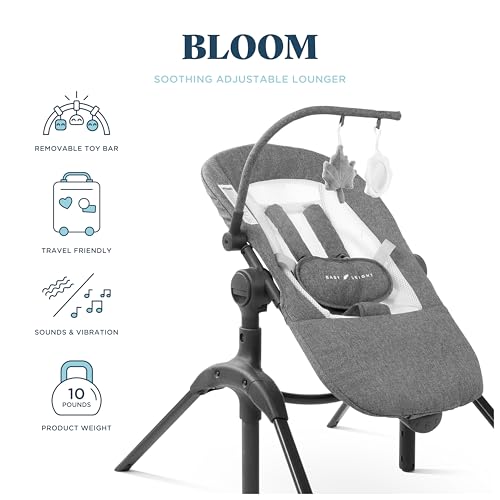 Baby Delight Bloom Baby Seat | Soothing and Adjustable Baby Chair | Portable and Compact | Charcoal Tweed