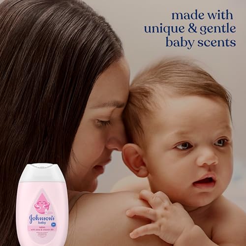 Johnson's Baby Lotion with Coconut Oil, Aloe Vera & Vitamin B5, 72 HR Hydration, Skin Moisturizer, Hypoallergenic, Newborn Safe, Protects From Dryness & Strengthens Skin, Baby Essentials, 3.4 fl. oz