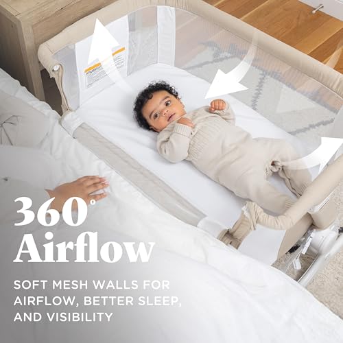 Baby Delight Beside Me Dreamer Bassinet | Bedside Sleeper & Baby Bassinet | 6-Position Height Adjustment | Organic Oat