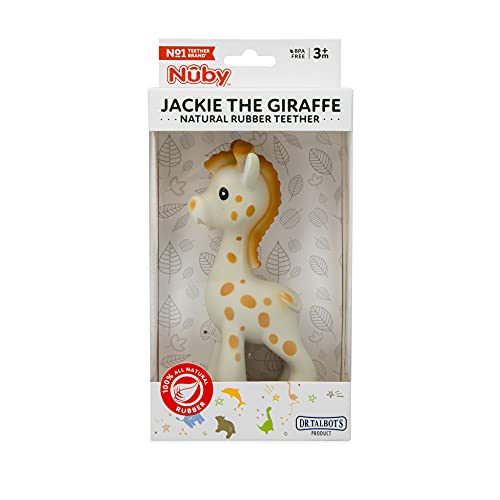 Nuby Jackie The Giraffe Natural Rubber Teether - 3+ Months - Baby Teething Toy