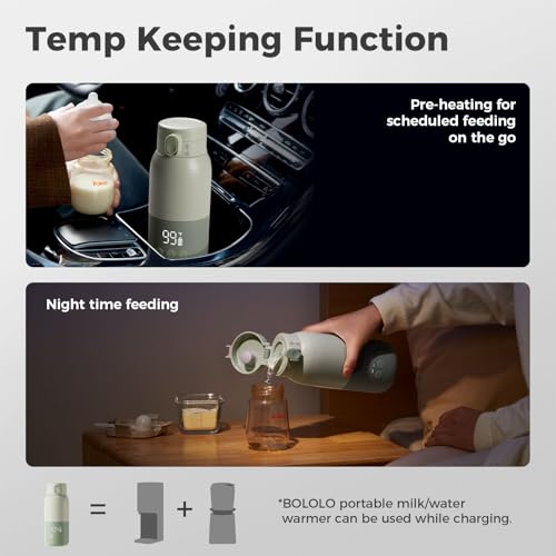 BOLOLO Portable Bottle Warmer, 10oz Breastmilk & Formula Heater for Travel