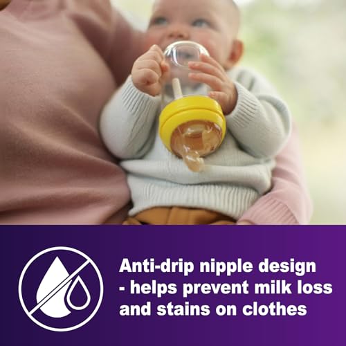PPSU Baby Bottles for Newborns, Anti-Colic Wide Neck Breastfeeding Bottle with Angled Silicone Nipple, Natural Latch, BPA-Free, Heat Resistant, 5oz & 8oz, 0-6 Months, 3 Nipples