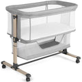 Cowiewie Bassinet Bedside Sleeper, Portable, Breathable, Adjustable Baby Bedside Bassinet for Peaceful Nights, Light Grey