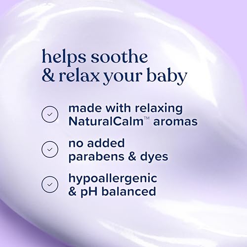 Johnson's Moisturizing Bedtime Baby Lotion with Coconut Oil & NaturalCalm Aromas to Help Relax Baby, Hypoallergenic & Free of Parabens, Phthalates & Dyes, Mild Baby Skin Care, 13.6 fl. oz