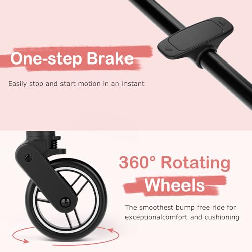 INFANS Ultra-Compact Fold Airplane Ready Travel Stroller, One-Hand Gravity Fold Near Flat Recline Seat, Foldable Toddler Stroller for Infant 6-36 Month