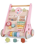 Wooden Baby Walker with Wheels, Adjustable Speed Baby Push Walker, Montessori Walking Toys for Girls Boys, Push and Pull Learning with Baby Activity Center, Christmas Birthday Gifts for Toddler