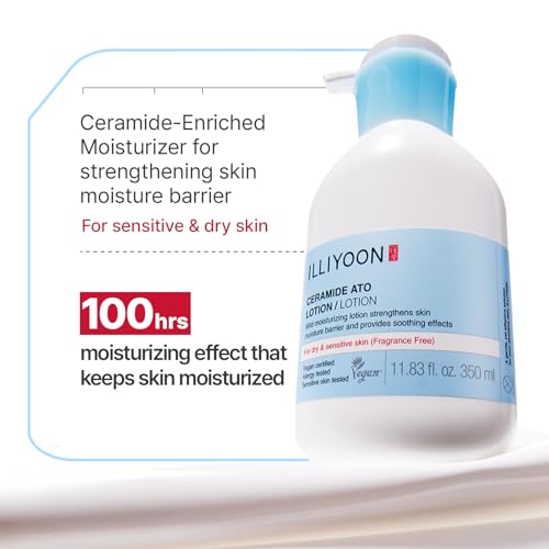 Illiyoon Ceramide Ato Lotion | Lightweight Moisturizer for Dry & Sensitive Skin, Barrier Repair for Face & Body, Mild for Babies, Vegan Certified, Korean Skin Care, 11.83 fl.oz.