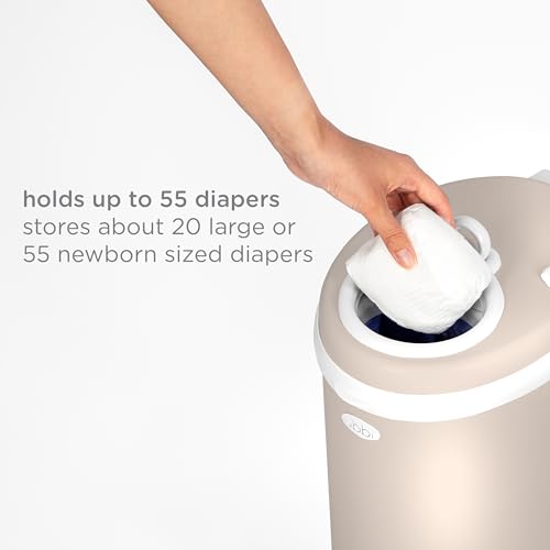 Ubbi Stainless Steel Diaper Pail, No Special Bags, Odor-Locking, Taupe