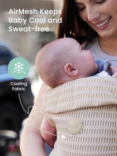 GROWNSY Baby Carrier Newborn to Toddler (7-44lbs), Ergonomic & Cozy Wraps Carrier with One-Click Buckle, Head Support for Hands-Free Comfort, Design for Infant to Toddler, Almond Beige
