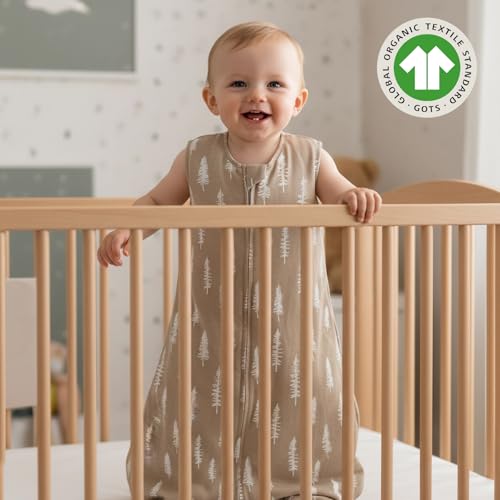 david's kids 100% Organic Cotton Baby Sleep Sack 6-12 Months, Soft Baby Wearable Blankets with 2-Way Zipper, 2 Pack Comfy Sleeping Bags for Infant Newborn Boys Girls, Medium Size, Woodland