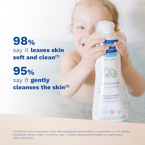 Mustela Multi-Sensory Bubble Bath Gel with Natural Avocado Perseose - Newborn Safe Formula for Babies and Children - 6.76 oz. – Packaging May Vary