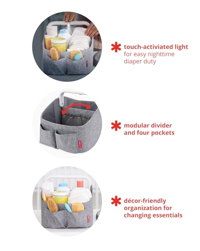 Skip Hop Diaper Caddy Organizer with Touch Sensor Night Light Nursery Style Oat