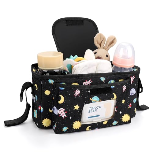 Accmor Universal Stroller Organizer with Insulated Cup Holder and Shoulder Strap, Stroller Bag Caddy Organizer Stroller Accessories for Uppababy, Baby Jogger, Nuna, Doona, Britax Strollers