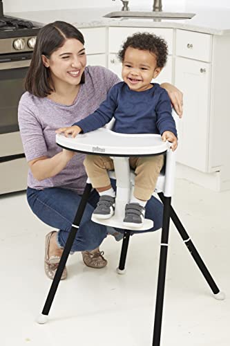 Primo Cozy Tot Deluxe Convertible Folding High Chair & Toddler Chair - Portable Foldable Baby Chair/Toddlers Highchair - Travel Friendly, Removable EZ Clean Tray, Black/White, 22"x21"x33.5"