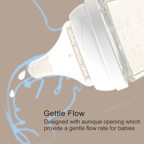 Numvim Natural Glass Baby Bottles with Gentle & Slow Flow Nipples, Newborn Breastfeeding Bottle, Anti-Colic, Includes M Nipples(3 Month+),3 Packs (White 8 Oz)
