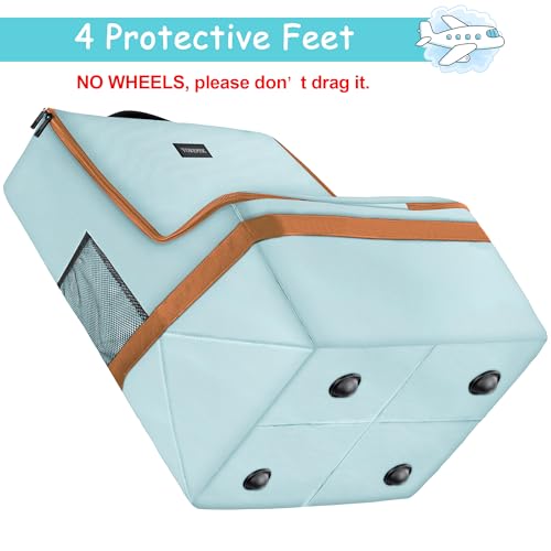 YOREPEK Padded Car Seat Travel Bag for Air Travel, Carseat Cover Backpack with Shoulder Straps, Large Carseat Gate Check Bag, Baby Travel Essential(Light Cyan)
