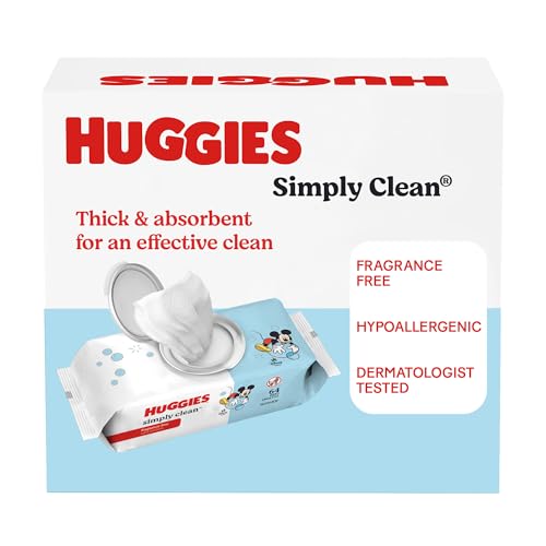 Huggies Simply Clean Unscented Baby Diaper Wipes, 1 Flip-Top Pack (64 Wipes Total), Packaging May Vary