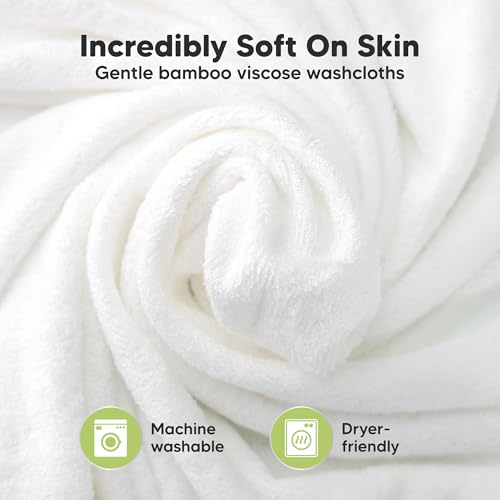 6-Pack Baby Washcloths, Soft Absorbent Washcloths for Face, Body (White)