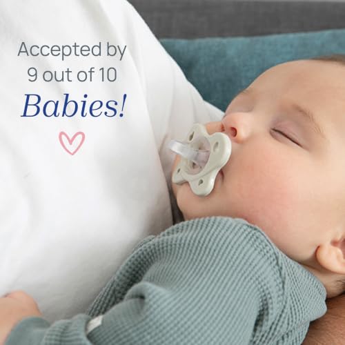 Chicco PhysioForma Dual Soft Orthodontic Pacifier for Babies 0-2 Months, 100% Soft Silicone, Supports Breathing, One-Piece Design, Included Sterilizing Case, BPA Free, 2-Pack, Seafoam