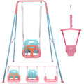 2 in 1 Toddler Swing ＆ Jumper, Swing Set for Indoor/Outdoor, Baby Jumpers and Bouncers, Easy to Assemble & Store, Suitable for Children 6 Months and Older (Pink)