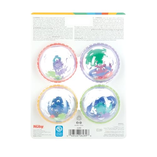 Nuby Bubbly Buds Interactive Bath Set - (4-Pack) Baby Bath Toys - 6+ Months