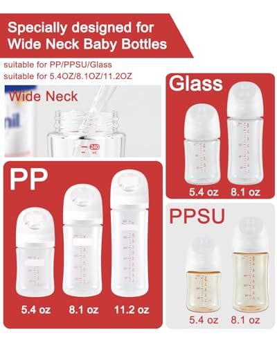 6pcs Travel and Storage Baby Bottle Caps for Pigeon Wide Neck Bottles, PP Baby Bottle Lids Replacement with Sealing Gasket, BPA-Free, Leak-proof