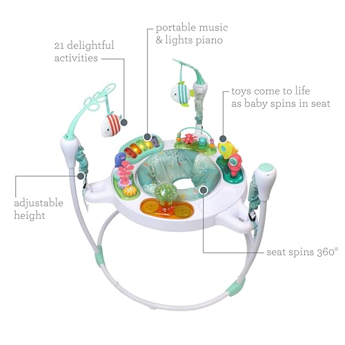 Infantino Magic Motion Activity Jumper, Under the Sea Baby Jumper with 360° Seat, Removable Piano, Lights & Music, Adjustable Height Activity Center, Motor Skills and Sensory Play, Ages 4+ Months
