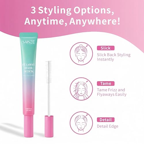 SAISZE Fly Away Stick for Hair, Flyaway Hair Tamer, Lightweight Frizz Control Hair Mascara and Styling Wand for Baby Hairs and Bangs, Travel Essentials, Ideal Gifts for Kids, Teen Girls, 0.85 Oz
