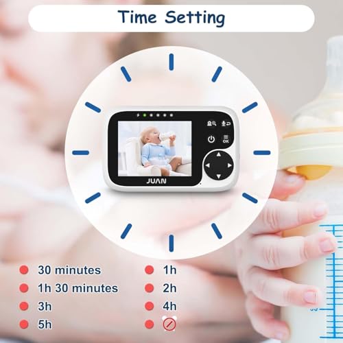 JUAN Baby Monitor with Camera and Audio, No WiFi 100% Private, 1000ft Range Connection, Remote Pan-Tilt-Zoom, Night Vision, Temperature Sensor, 8 Lullabies, 2-Way Talk for Newborn Infant