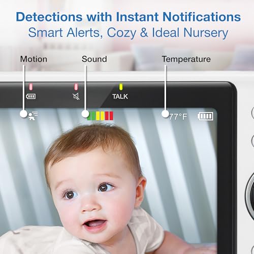 VTech Smart WiFi Baby Monitor, 2 Cameras – See Both Rooms at Home or from Anywhere, Free App, 1080p Split Screen, 5" HD Screen, Pan-Tilt-Zoom, Night Vision | VM901-2